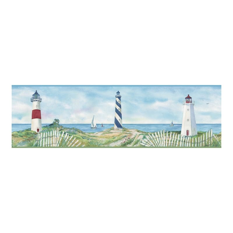 Chesapeake Eugene Blue Lighthouse Border - 9 x 180 x 0.025