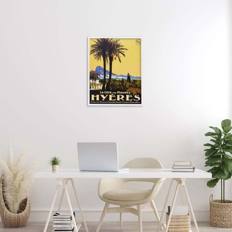 Stupell Vintage Tropical Travel Ad Framed Giclee Art Design By Marcus Jules