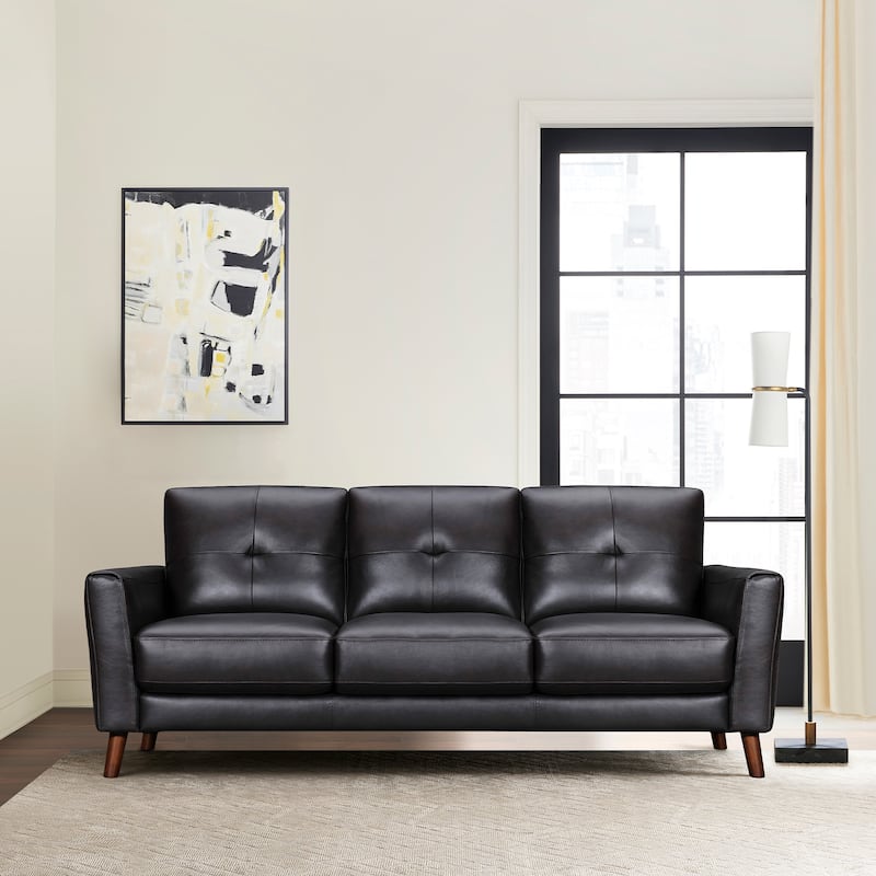 Almafi 82" Dove Gray or Brown Leather Sofa by Armen Living - Brown