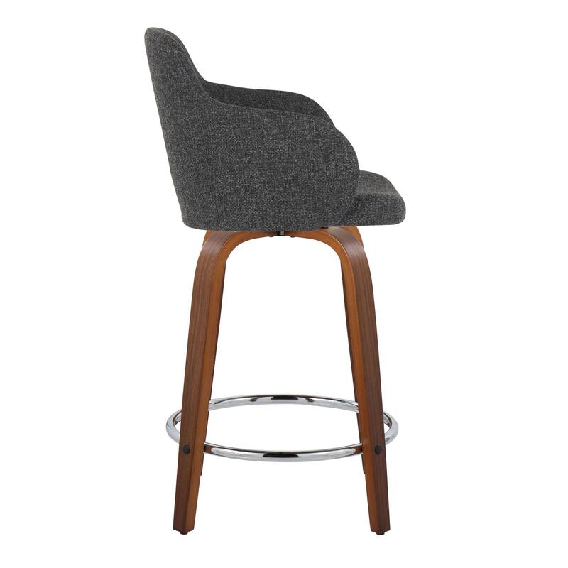 Carson Carrington Iglabo 24" Fixed-Height Counter Stool with Bent Wood Legs and Round Footrest (Set of 2)