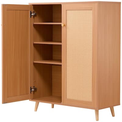 5 Tier Rattan Shoe Cabinet with Adjustable Shelves for Entryway Closet - 31.50 x 13.39 x 40.35 inches