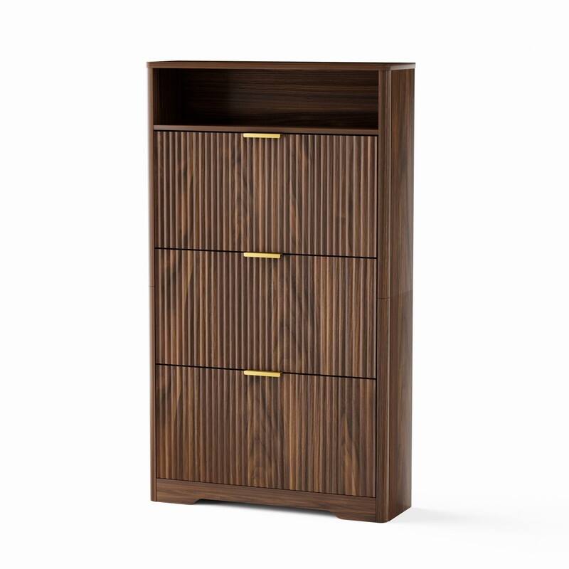 54.4" Tall Free Standing Storage Organizer with Hidden Compartments for Entryway Shoes