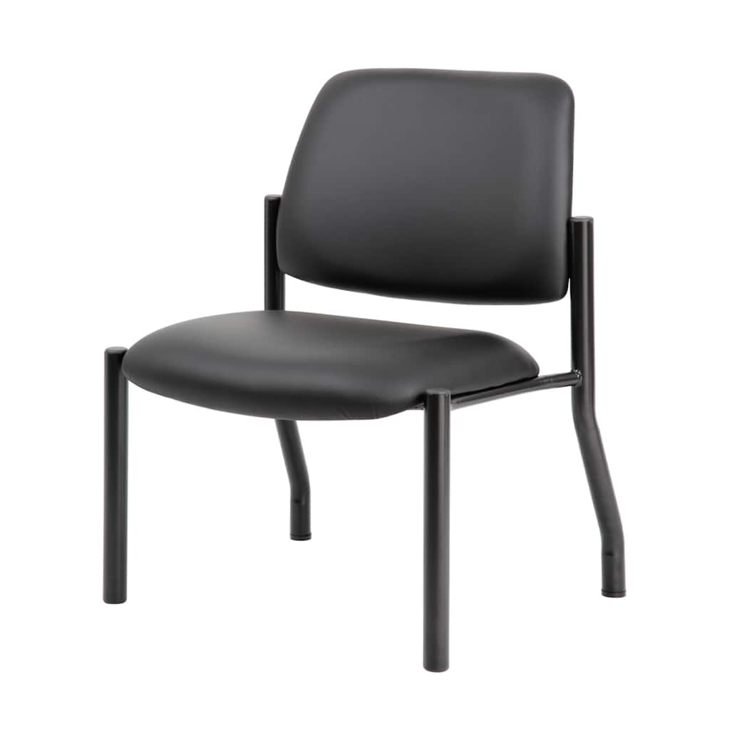 Lea Big and Tall XL Reception Chair, Black Antimicrobial Vinyl, 400 lbs