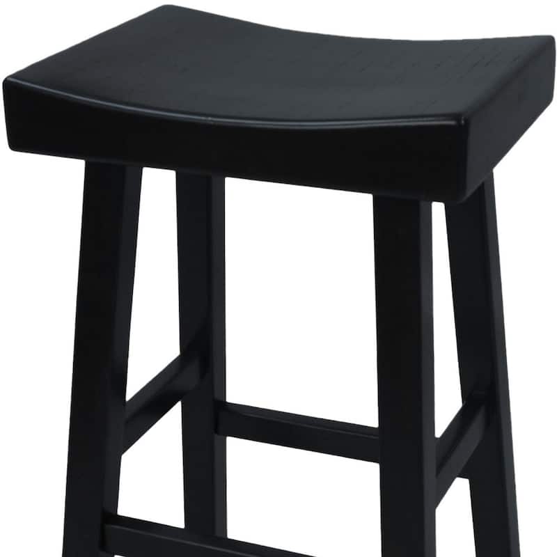 Modern Solid Wood Bar Stool with Footrest, Armless and Backless Design for Kitchen or Dining Room