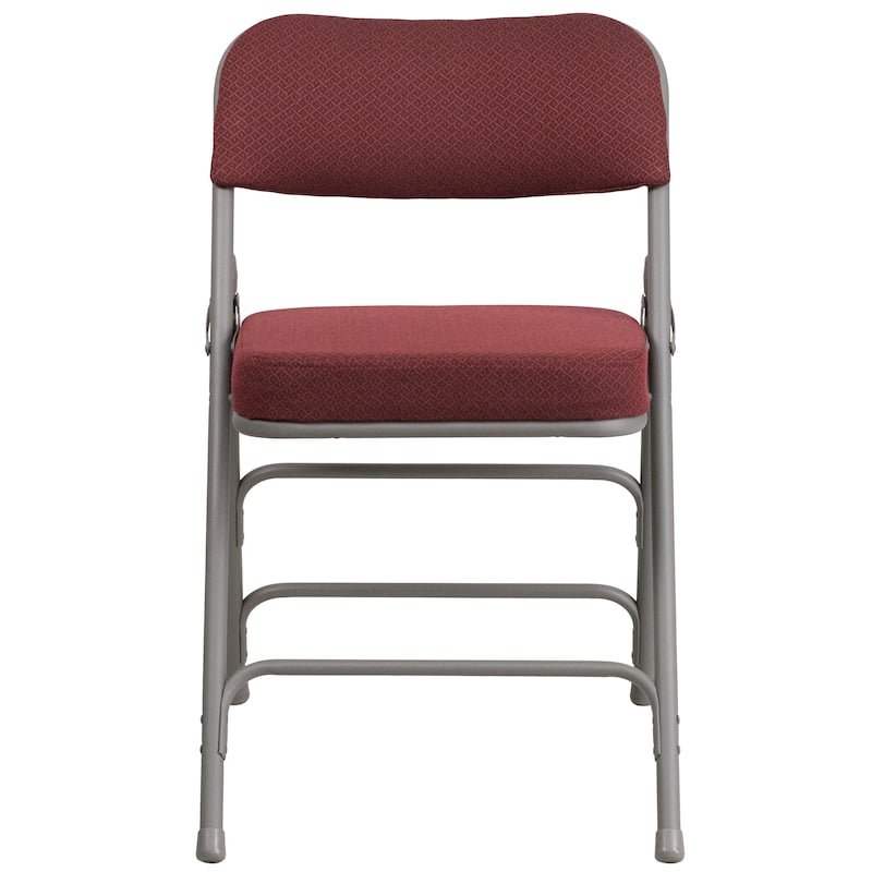 2 Pack Curved Triple Braced & Hinged Fabric Upholstered Metal Folding Chair