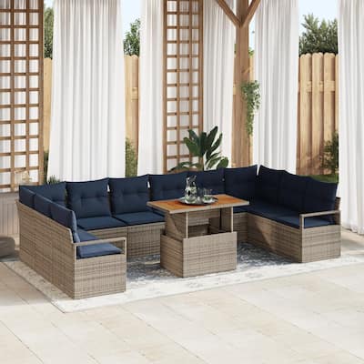 vidaXL 11 Piece Garden Sofa Set with Cushions - 135.4×69.7×27.2