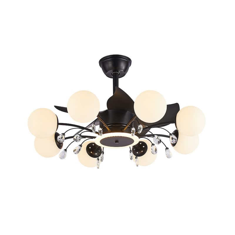 31in. Indoor Gold Modern Ceiling Fan with Light, Reversible Fandelier with Light Bulbs and Remote for Living Room