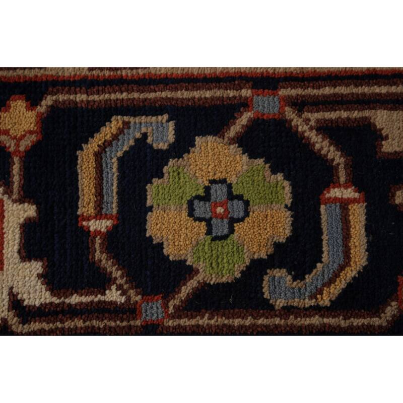 Orange Medallion Heriz Serapi Indian Large Rug Handmade Wool Carpet - 9'11"x 13'9"