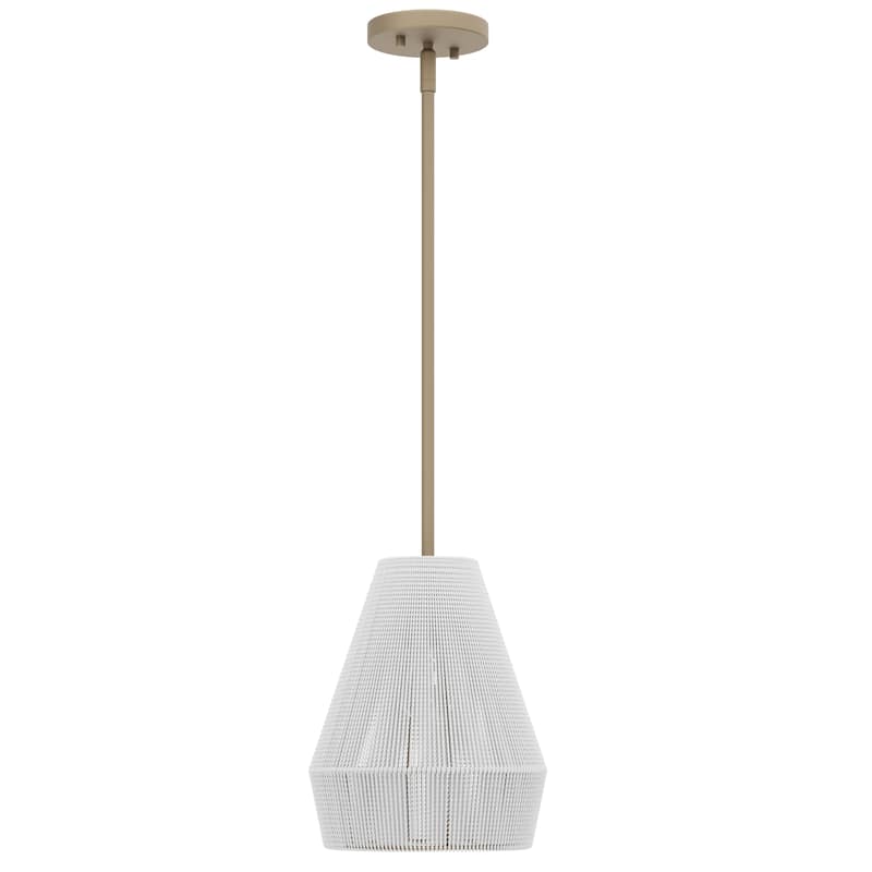 Acroma 1-light Farmhouse Coastal Boho Rattan Kitchen Island Pendant - 10'' D * 62'' H - Brass/ White