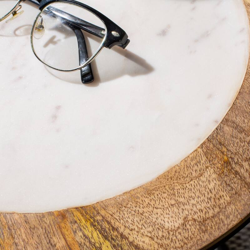 SAFAVIEH Cathrine Side Table - 15" x 15" x 20" - 15Wx15Dx20H - White Marble
