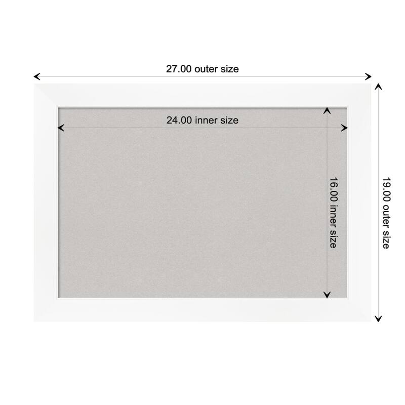Cabinet White Narrow Framed Grey Corkboard Bulletin Board - Board Size 24x16