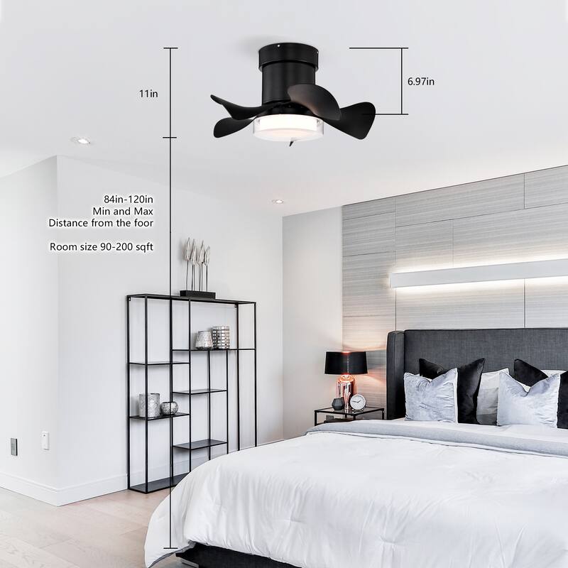 21 inch Flush Mount Ceiling Fan with Light and Remote Control, 6 Speed Reversible DC Motor, LED Ceiling Fan Lighting
