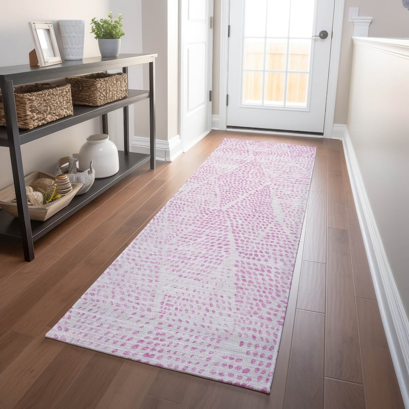 Machine Washable Indoor/ Outdoor Chantille Contemporary Diamonds Rug - Pink - 2'3" x 7'6"