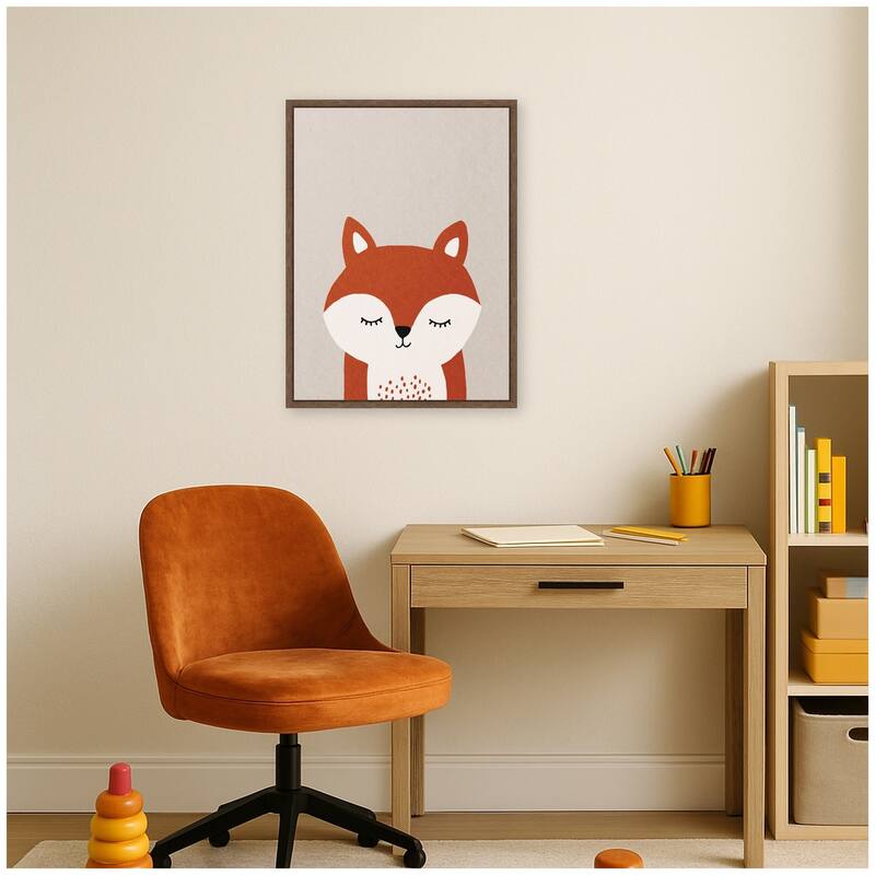 Kate and Laurel Fox by July Art Prints Framed Canvas Wall Art Print