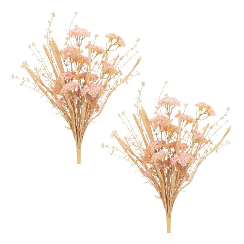 Floral Artificial Sprays - 20.5" - Pink and Beige - Set of 2