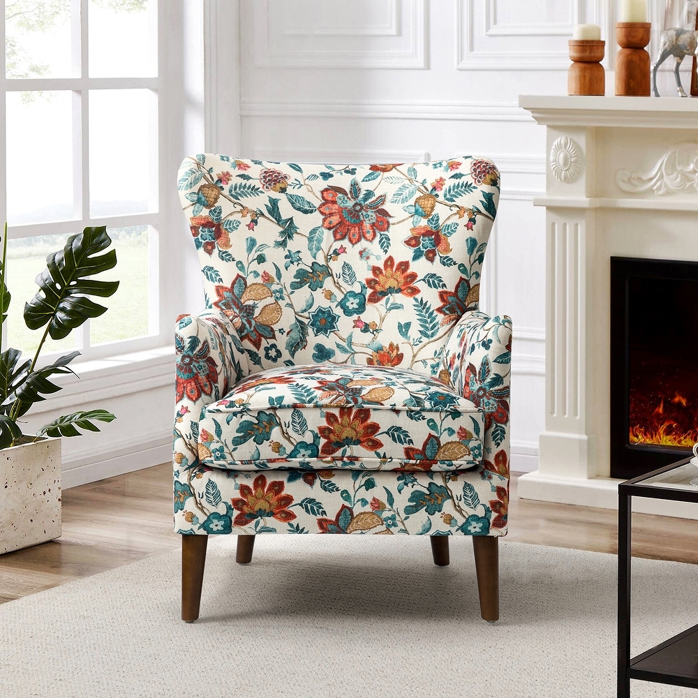 Red floral accent chair sales