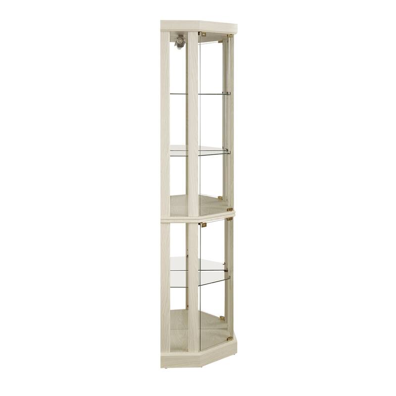 Lighted Corner Glass Curio Cabinet Display Case with Adjustable Shelves