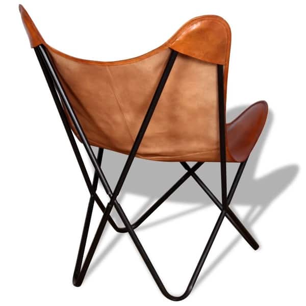 Vidaxl Butterfly Chair Brown Real Leather Overstock 26385400