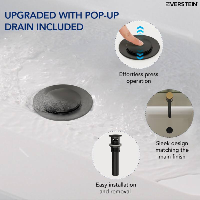 Modern 1-Handle Single Hole Bathroom Faucet with Anti-Slip Handle