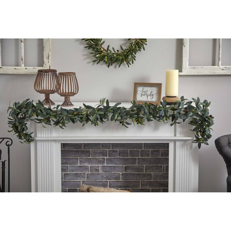 6.5' x 6" Olive Artificial Decorative Garland, Unlit
