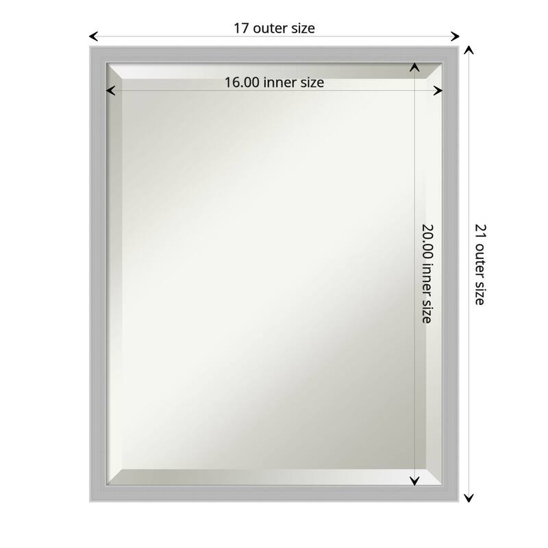 Beveled Bathroom Wall Mirror - Hera Frame - Outer Size: 17 x 21 in - Hera Chrome
