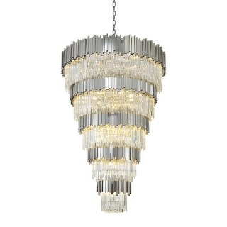 60-Light Chrome Chandelier With Clear Crystal Accents - Bed Bath ...