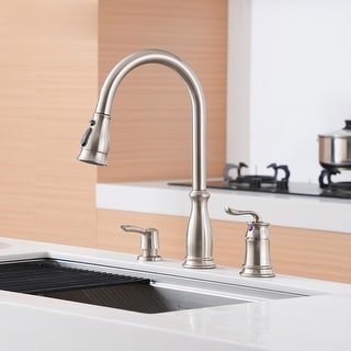 3-Functions Pull Out Sprayer Kitchen Faucet with Soap Dispenser