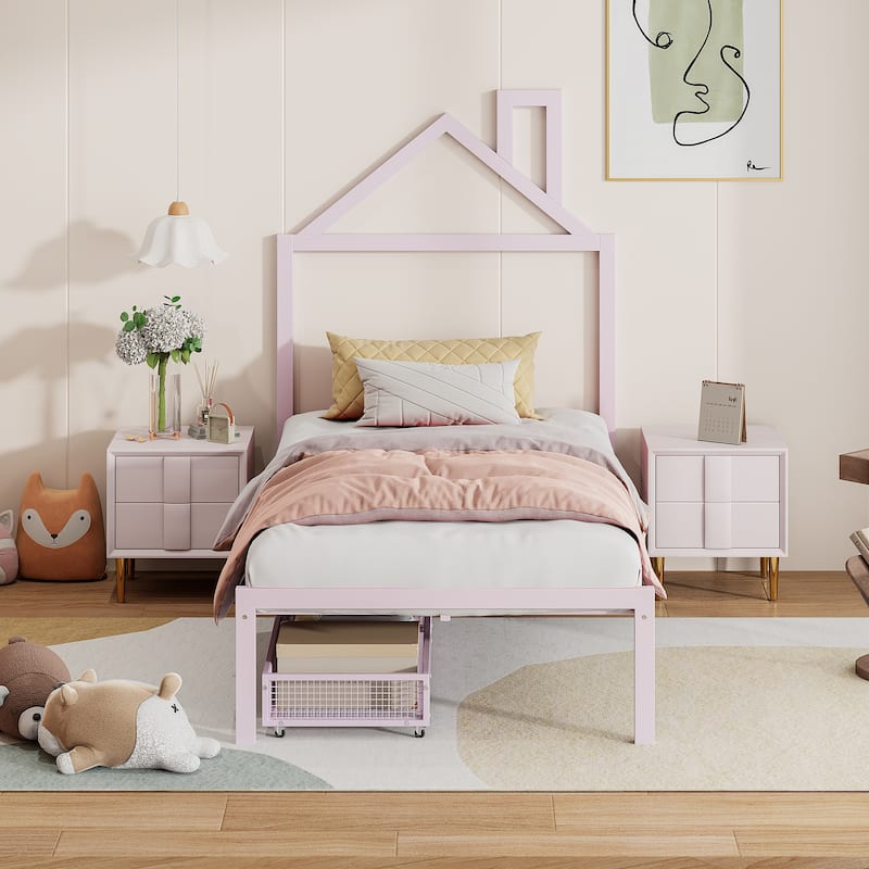 Metal Platform Bed with two drawers