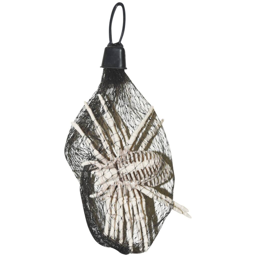 3 Black White Bag of Spiders Skeletons Prop Halloween decor 5"