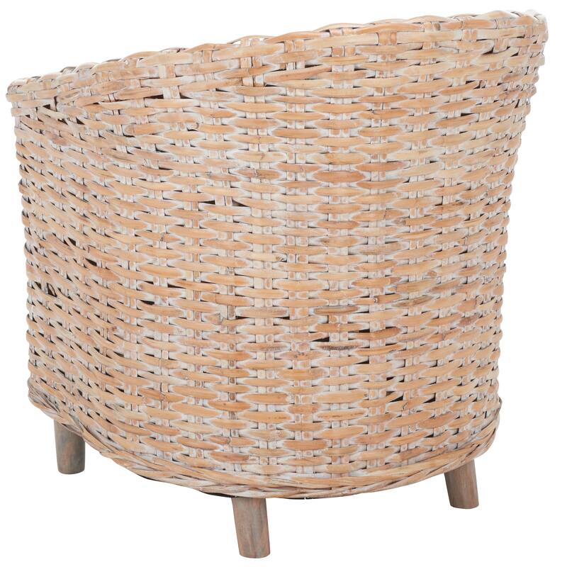 SAFAVIEH Charla Rattan Barrel Chair with Cushion - 29.1" x 27.2" x 32.7" - 29Wx27Dx33H