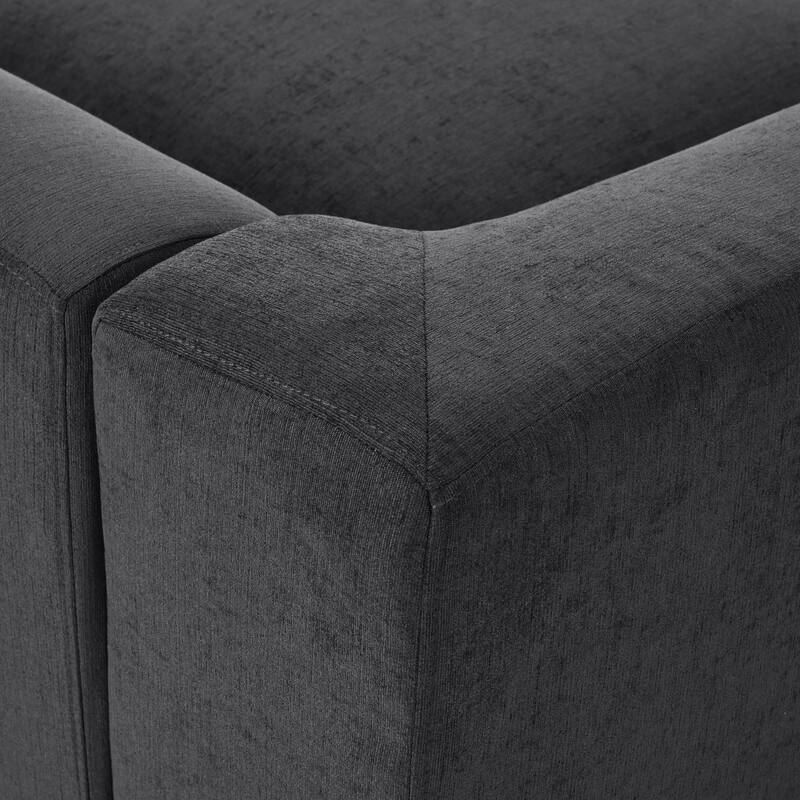 Grey 129.3" L-Shaped 7-Seater Sofa with Ottoman & Pillow
