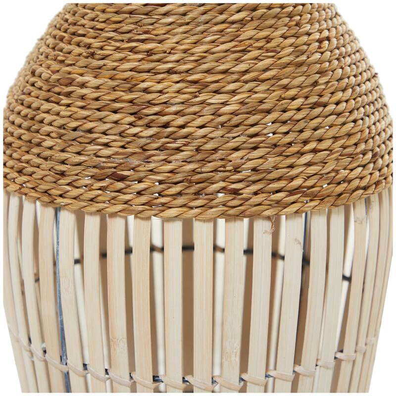 Brown Seagrass Handmade Wrapped Tall Floor Vase with Open Framed Cream Bamboo Center