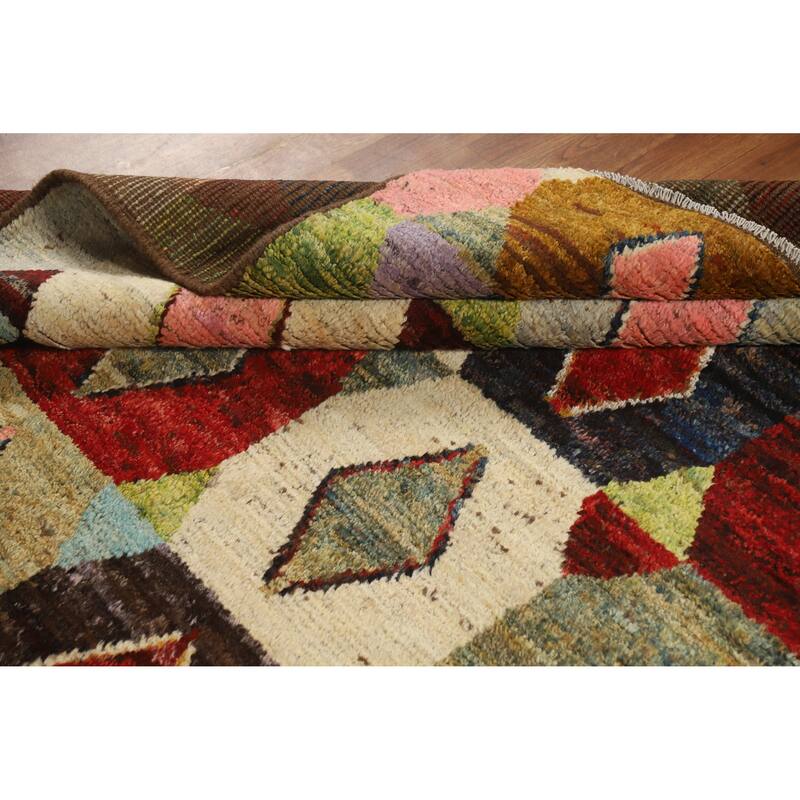 Multi-Color Geometric Moroccan Oriental Area Rug Handmade Wool Carpet - 5'7" x 7'7"