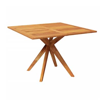 Patio Outdoor Dining Table, 43 Inch Square Natural Brown Acacia Wood - Natural Brown