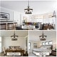 preview thumbnail 41 of 42, Oaks Aura 5-Light Farmhouse Wood Chandelier, Drum Chandelier for Dining Room Height Adjustable