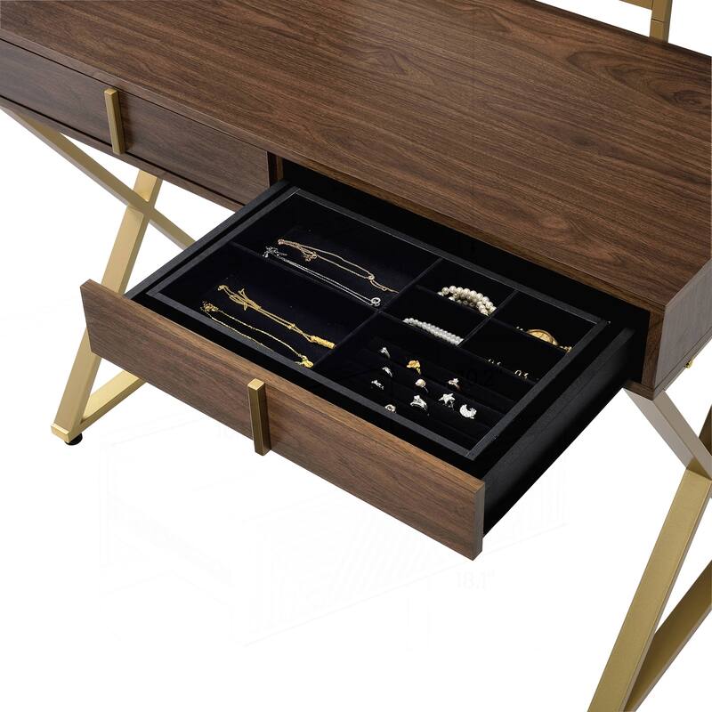 Versatile Vanity Desk with Mirror and Jewelry Tray for Stylish Organization