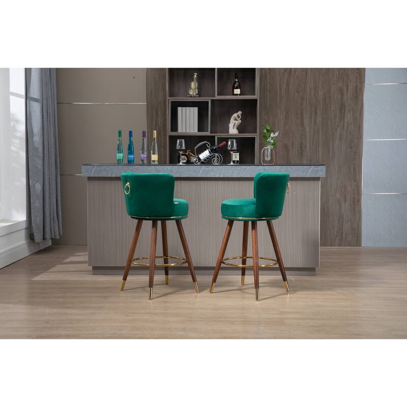 Counter Height Bar Stools Set of 2 for Kitchen Counter Solid Wood Legs
