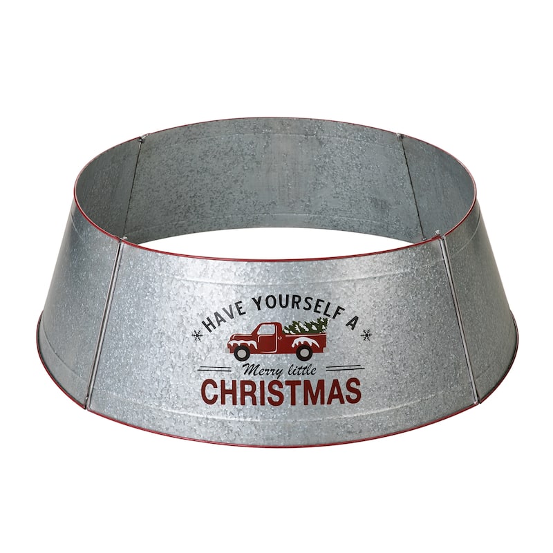 Glitzhome 40.5"D Galvanized Metal Christmas Truck Tree Collars