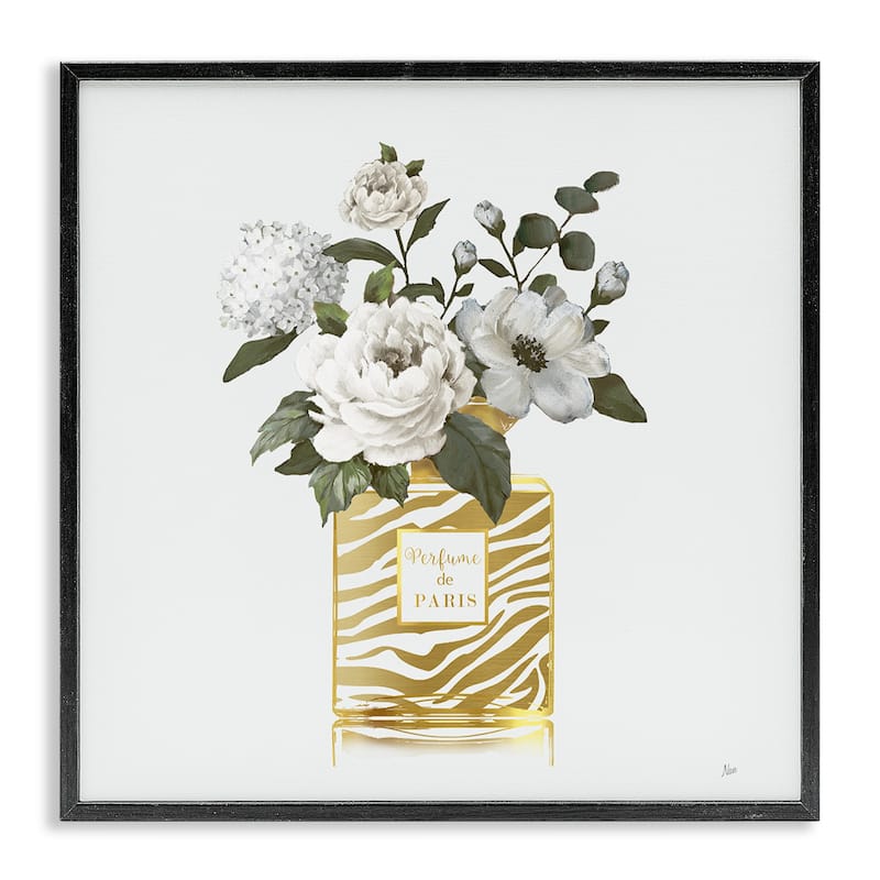Stupell Chic Striped Perfume Bouquet Framed Giclee Art Design By Nan - 17 x 17 - Black