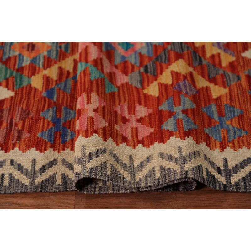 Kilim Oriental Area Rug Flatweave Tribal Living Room Wool Carpet - 8'2"x 11'6"