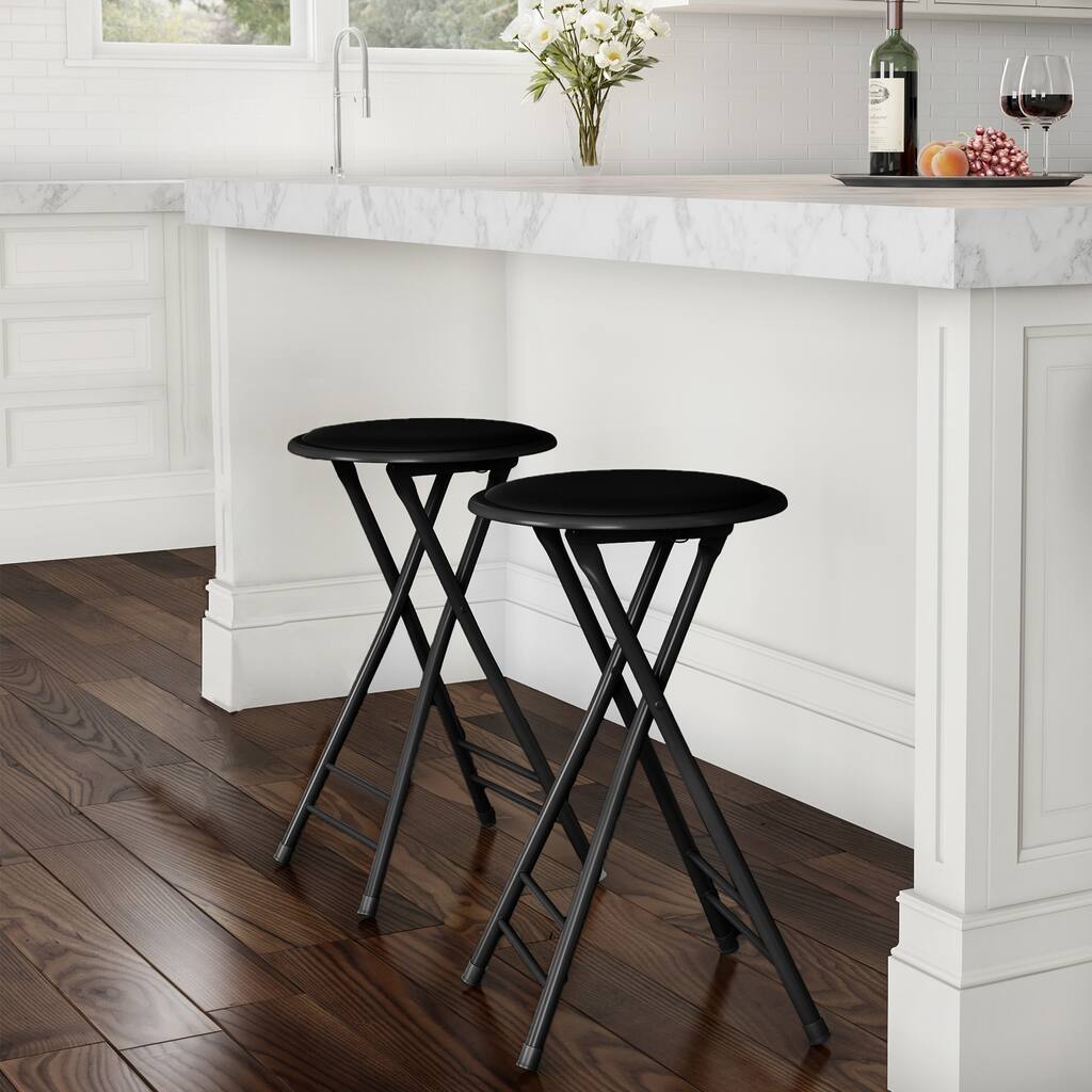 Lavish Home 24-Inch Folding Black Barstool, 2-Pack