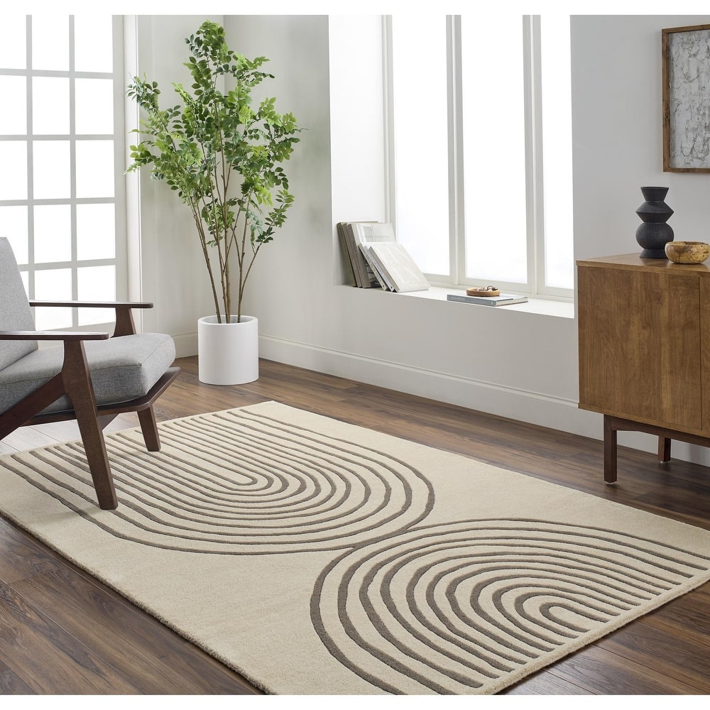 Banastre Handmade Arched Stripes Wool Area Rug