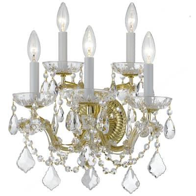 Maria Theresa 5 Light Swarovski Strass Crystal Gold Sconce - 13.5'' W x 16'' H x 9'' D