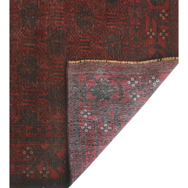 Vintage Distressed Hootan Red/Charcoal Rug - 3'7" x 6'9"