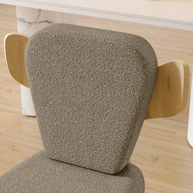Corvus Delhi Teddy Fabric Upholstery Dining Chairs with Wood Legs (Set of 2)
