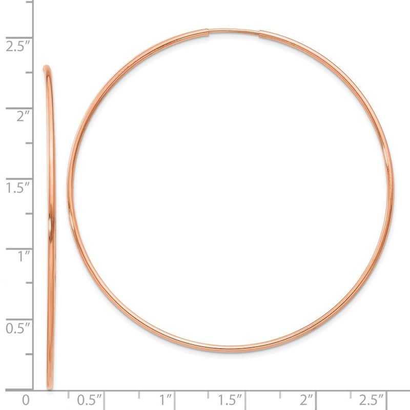 Curata 14k Rose Gold 1.2mm Polished Endless Hoop Earrings - 58x58.25mm Wide 1.25mm Thick