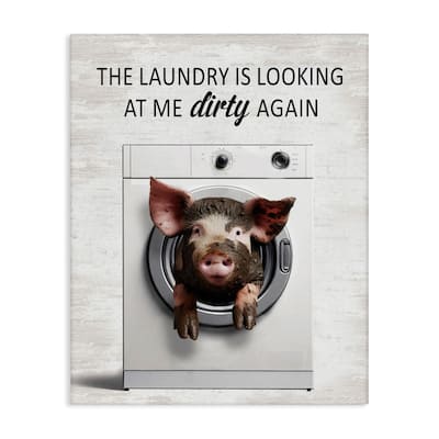 Stupell Laundry Looking At Me Dirty Canvas Wall Art Design By Lettered and Lined