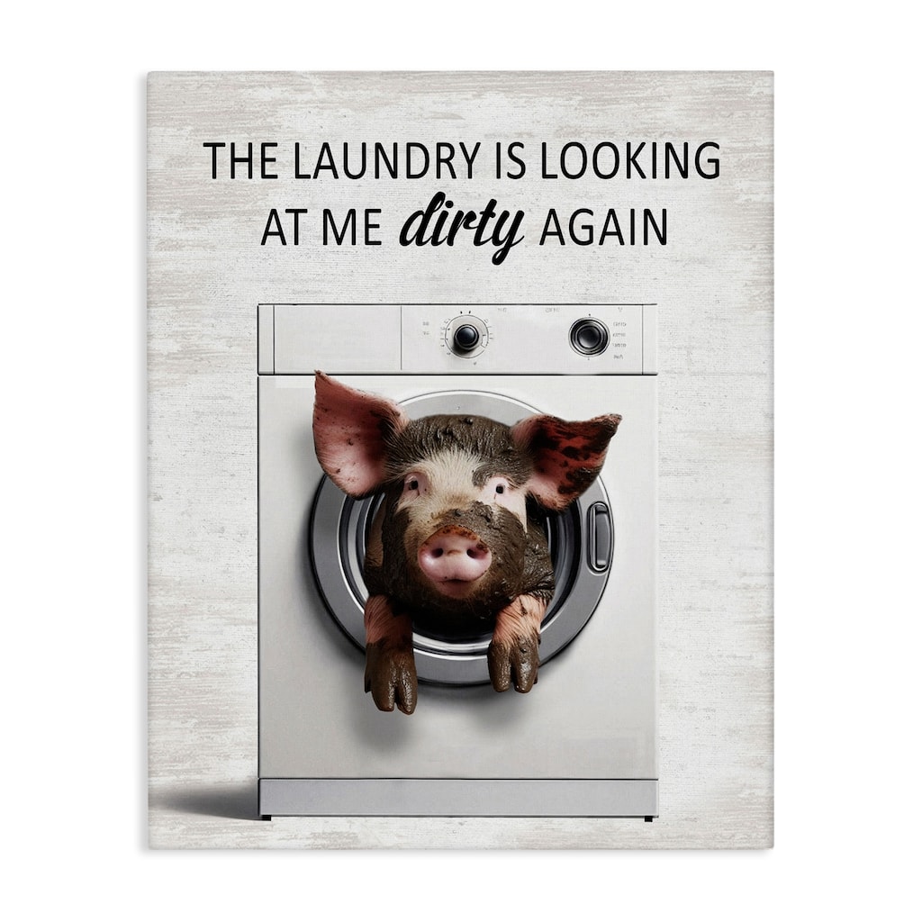 Stupell Laundry Looking At Me Dirty Canvas Wall Art Design By Lettered and Lined