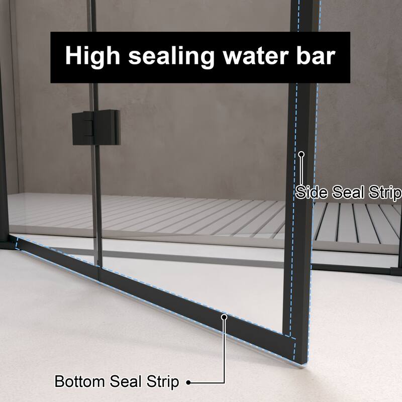 Bifold Shower Door 32/34/36 in. x 72 in., 6mm Tempered Glass, Matte Black Frame, Space-Saving Folding Design