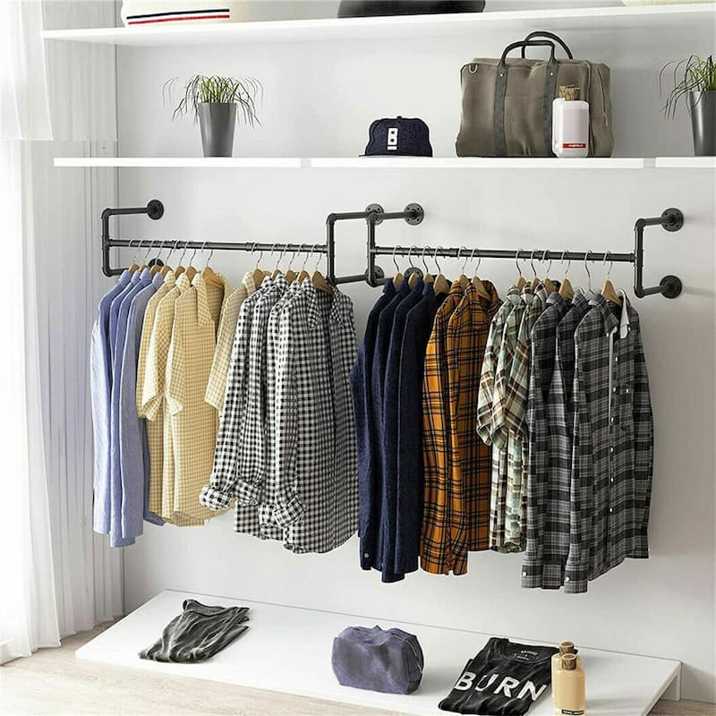 Industrial Pipe Wall Garment Clothes Rack Hanging Rod